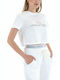 Bluze Damă de Vara Crop Top Bumbac Mâneci Scurte Alb