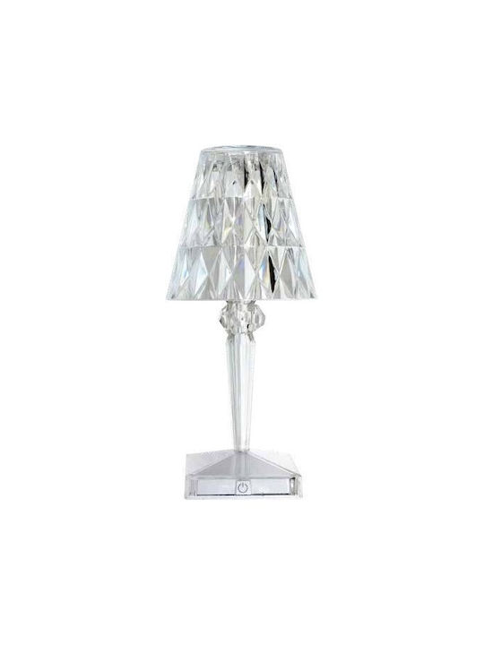Eurolamp Kunststoff Vintage Tischlampe LED mit Transparent Schirm und Fuß