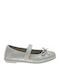 Kids Leather Ballerinas with Hoop & Loop Closure Beige