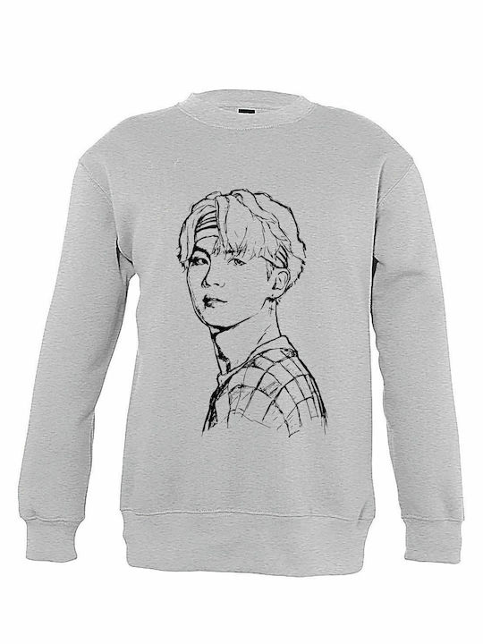 Kids Sweatshirt "BTS Kim Kpop", Grey Melange