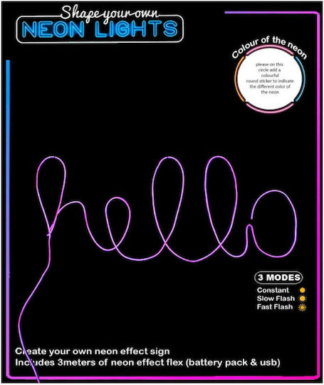 Universe LED-Streifen Batterie Blau Licht 3m Neon Flex mit Netzteil