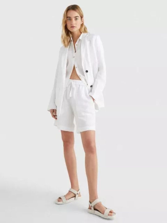 Tommy Hilfiger Μακρύ Γυναικείο Σακάκι Λευκό