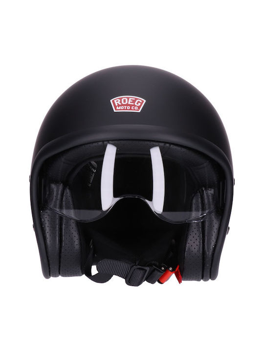 Roeg Matte Black Motorradhelm Jet ECE 22.05 950gr mit Sonnenblende