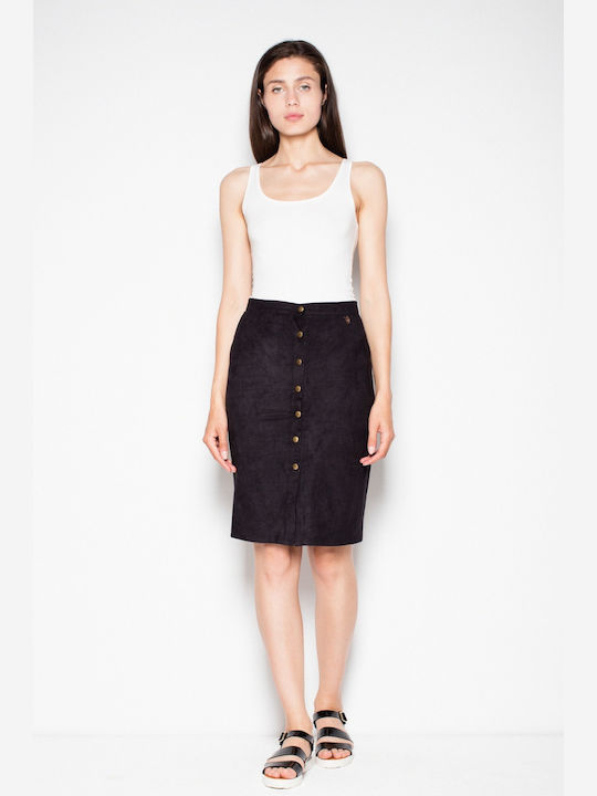 Venaton Pencil High Waist Midi Skirt in Black color