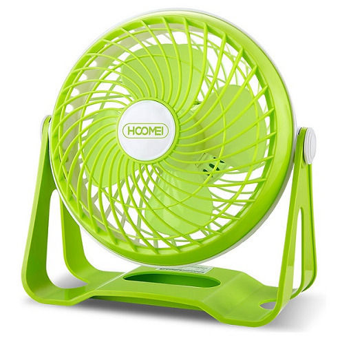 USB Office/Home Rotating Fan Rechargeable Battery Green HM-8135G 3W 64025