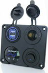 Kewig SP11 Boat Switch with Panels Πάνελ με Ψηφιακό Βολτόμετρο, 2 X USB, Αναπτήρα και Πλήκτρο On/Off