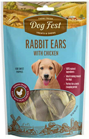 Dog Fest Rabbit Ears Λιχουδιές για Κουτάβια με Κοτόπουλο 90gr