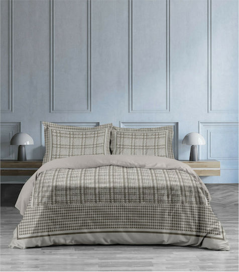 Makis Tselios Home Aperito Set Coverlet Queen Size Cotton Satin Beige 220x240cm 3pcs