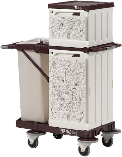 TTS Cleaning Hotel Plastic Housekeeping Cart with Dimensions W75xD64xH150cm. 1pcs MagicArt 06 Safety