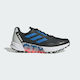 Adidas Terrex Agravic Flow 2.0 GTX Herren Sportschuhe Trail Running Wasserdicht mit Gore-Tex Membran Core Black / Blue Rush / Turbo