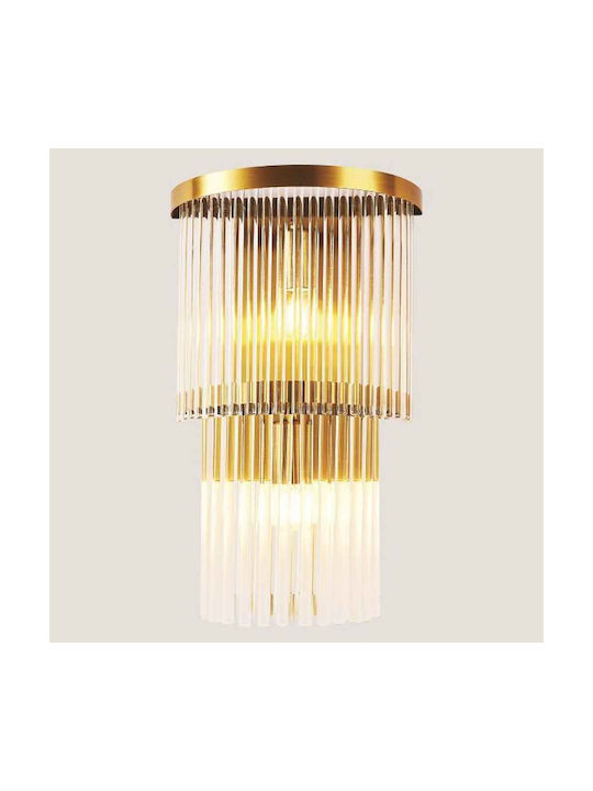 Eurolamp Vintage Wandleuchte mit Fassung E14 Gold Breite 25cm