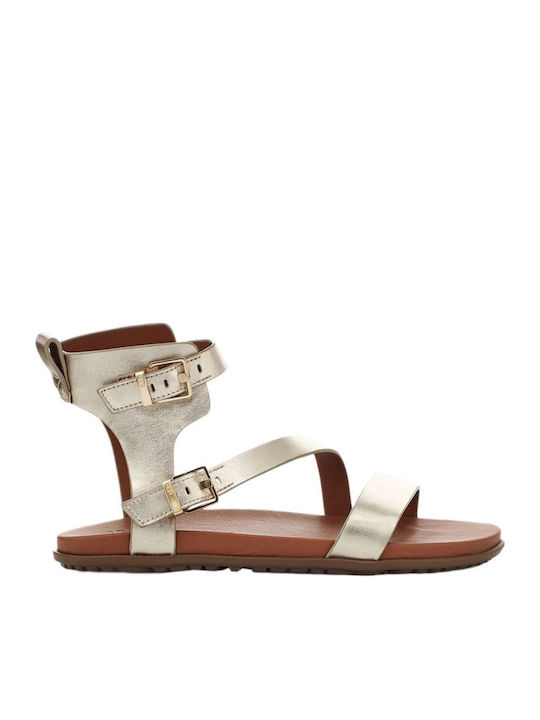 Solivan Sandale Casual Damă Din Piele Aurii
