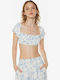 Beyond The Blue Pe umăr Top bikini Floral Albastru deschis