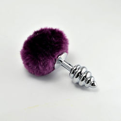 Lovetoy Metal Pompon Silver Spiral Анална тапа Purple