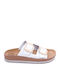Despoina Leather Women's Flat Sandals Anatomic in White Color
