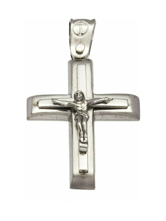 Mertzios.gr White Gold Cross 14K with the Crucified