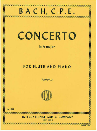 International Music Company Bach C.P.E - Concerto In A Major Παρτιτούρα για Πιάνο / Πνευστά