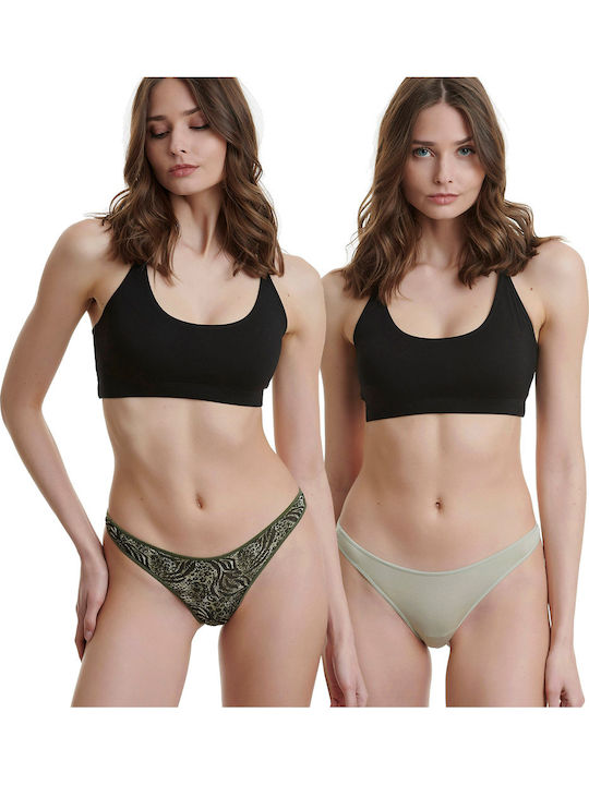 Walk Bamboo Damen Zeichenfolge 2Pack Grün