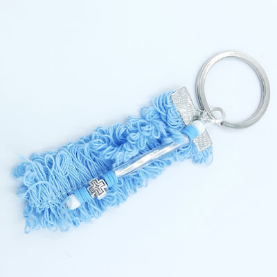 Kymi Metal Christening Charm Keychain Light Blue 50pcs