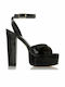 Sante Platform Patent Leather Women's Sandals with Ankle Strap Black with Chunky High Heel
