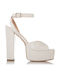 Sante Platform Patent Leather Women's Sandals with Ankle Strap Off White with Chunky High Heel