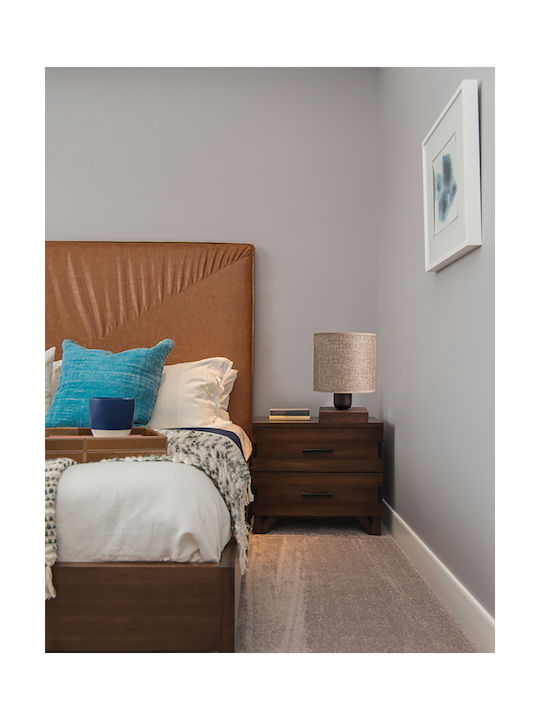 ArkoLight Wood Table Lamp for Socket E27 with Brown Shade and Base
