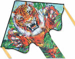 X-Kites Pliant Kite Large Easy Flyer Tiger Tesatura cu coadă, sfoară și sac de depozitare 229x117cm