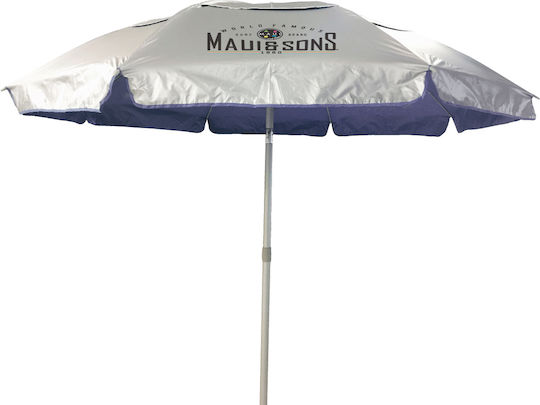 Maui & Sons Σπαστή Ομπρέλα Θαλάσσης Αλουμινίου Διαμέτρου 2.2m με UV Προστασία και Αεραγωγό Blue Ice