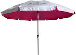 Maui & Sons Solart Formă în U Umbrelă de Plajă Aluminiu cu Diametru de 2.2m cu Protecție UV și Ventilație Roz -MAGENTA