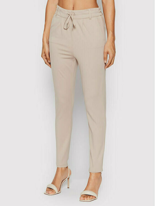 Only Women's Fabric Trousers in Slim Fit Beige