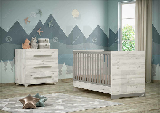 Casababy Alaska Seturi de mobilier pentru copii cu Pat și Comodă Bej / Gri