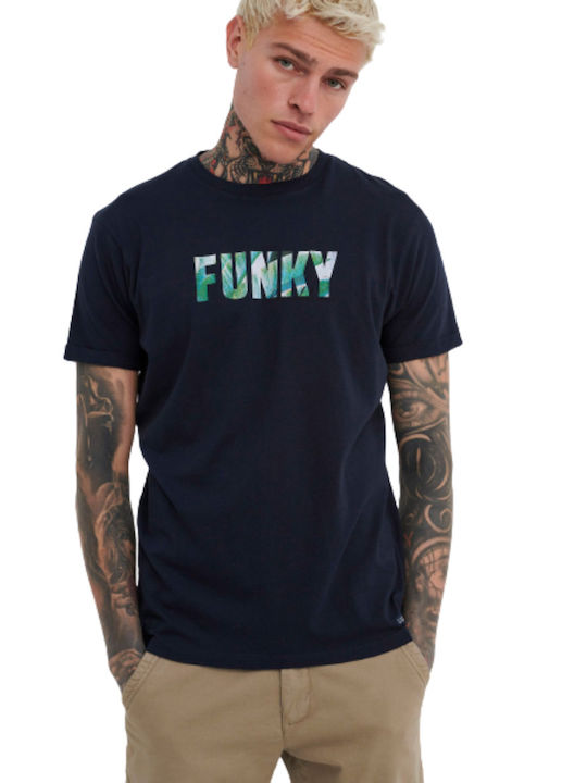 Funky Buddha T-shirt Bărbătesc cu Mânecă Scurtă Albastru marin