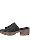 Tamaris Chunky Heel Leather Mules Black