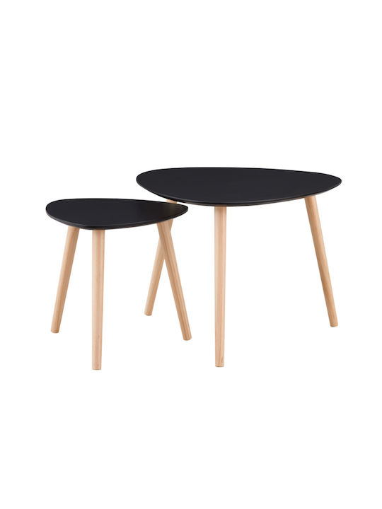 Oval Solid Wood Zigon Tables Μαύρο L60xW60xH45cm