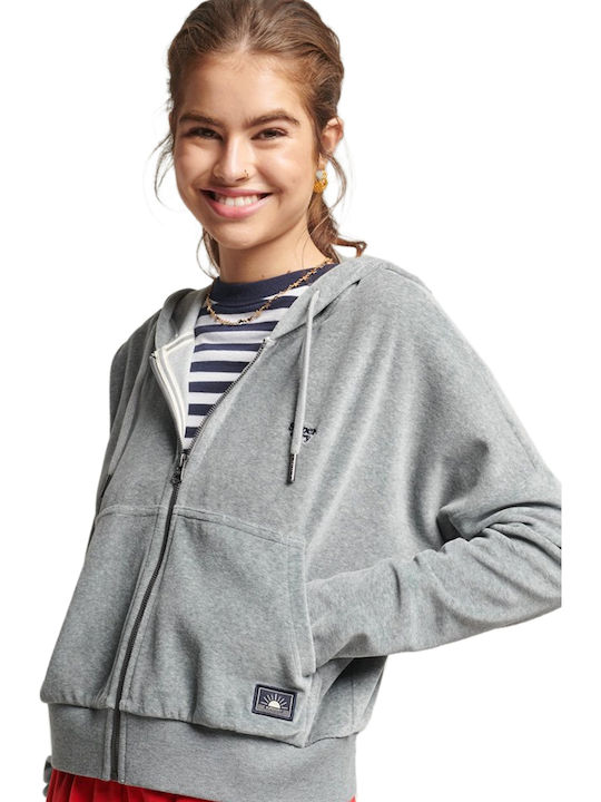 Superdry Cropped Γυναικεία Ζακέτα Φούτερ Grey Marl
