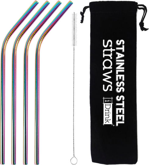 iDrink Straw Metallic Colorful with Brush 4pcs