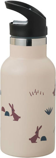 Fresk Rabbits Sandshell Kinderflasche Thermos Rostfreier Stahl mit Strohhalm Auslaufsicher Rabbits 350ml