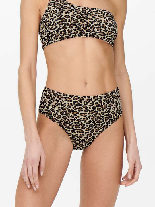 Only Bikini Slip Ψηλόμεσο Black/Beige