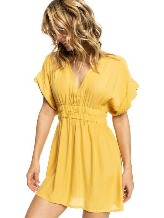 Funny Memories Sommer Mini Kleid Ochre