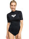 Roxy Whole Hearted UPF 50 Women's Short Sleeve Sun Protection Shirt Black