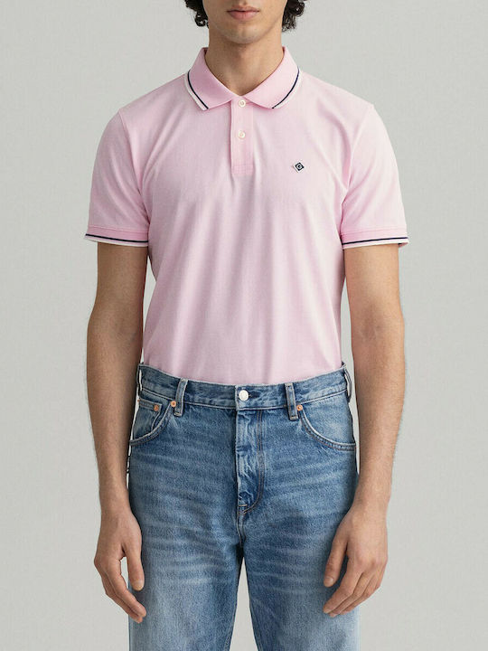 Gant Ανδρικό T-shirt Polo Ροζ
