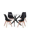 Esszimmer 5Stück Transparent / Black 90x90cm