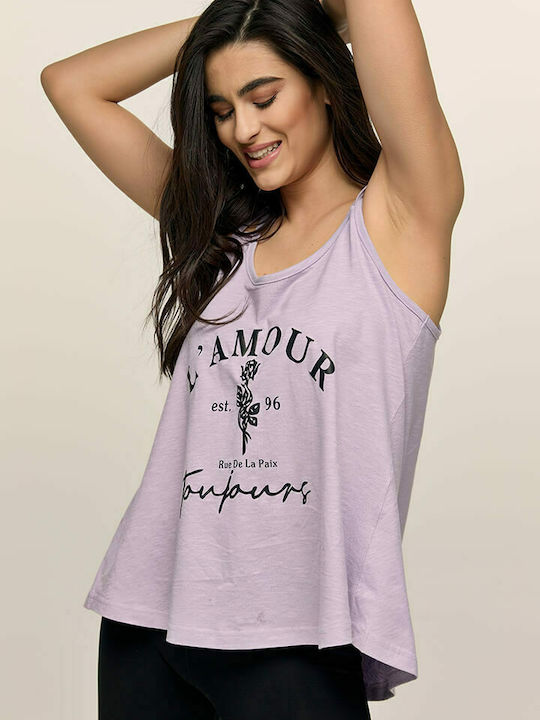 Bodymove L'Amour Women's Summer Blouse Cotton with Straps Lilacc