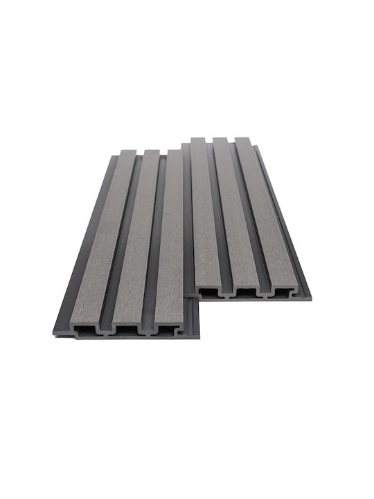 3D Wall Panels From Plastic Screw-On Light Gray With Gray Slats 290x17.65cm