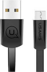 Usams SJ201 Flat USB 2.0 to micro USB Cable Μαύρο 1.2m (SJ201MIC01)