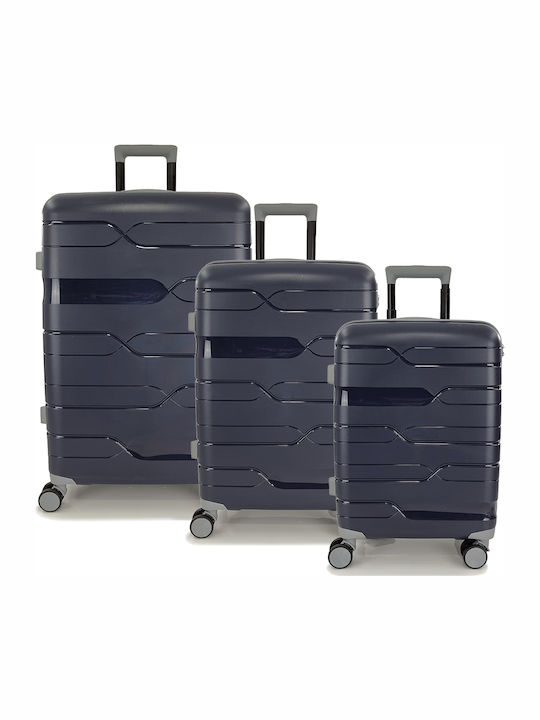 Playbags PP332 Reisekoffer Hartschalen Marineblau Maximalhöhe 75cm mit 4 Räder Set 3Stück PP332-SET3