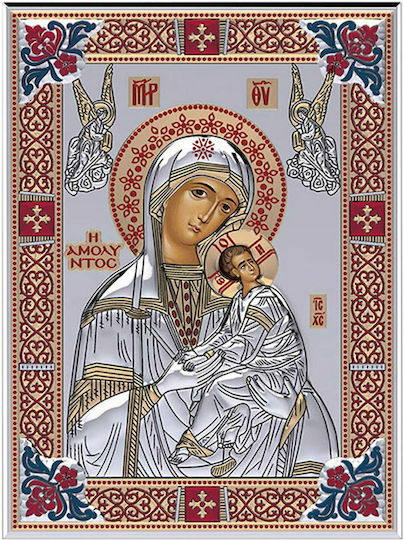 Slevori Saint Icon Panagia Amolyntos Silver 14.5x19.5cm