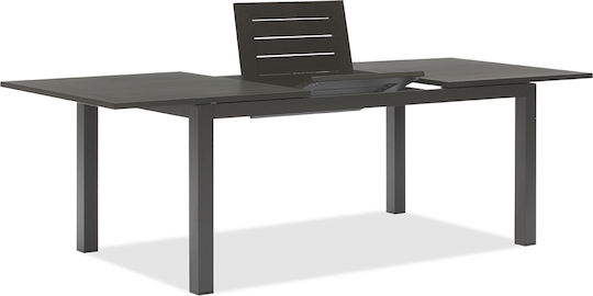 Sifnos Outdoor Dinner Extendable Aluminum Table Gray 180(+60)x100x77cm
