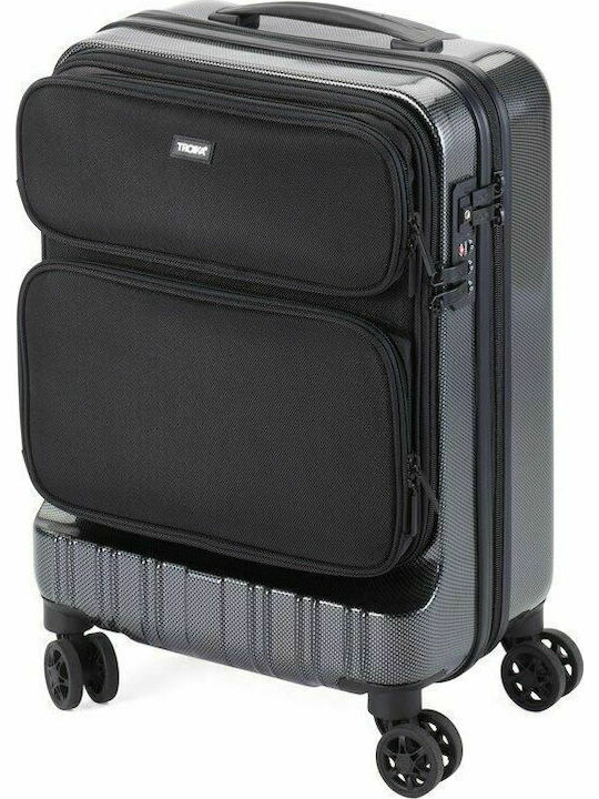 Troika Cabin Hard Black Suitcase With 4 Wheels Height 53cm