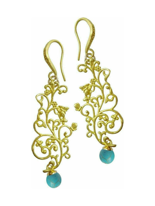 Earrings Pendants Gold Plated with Stones & Pearls